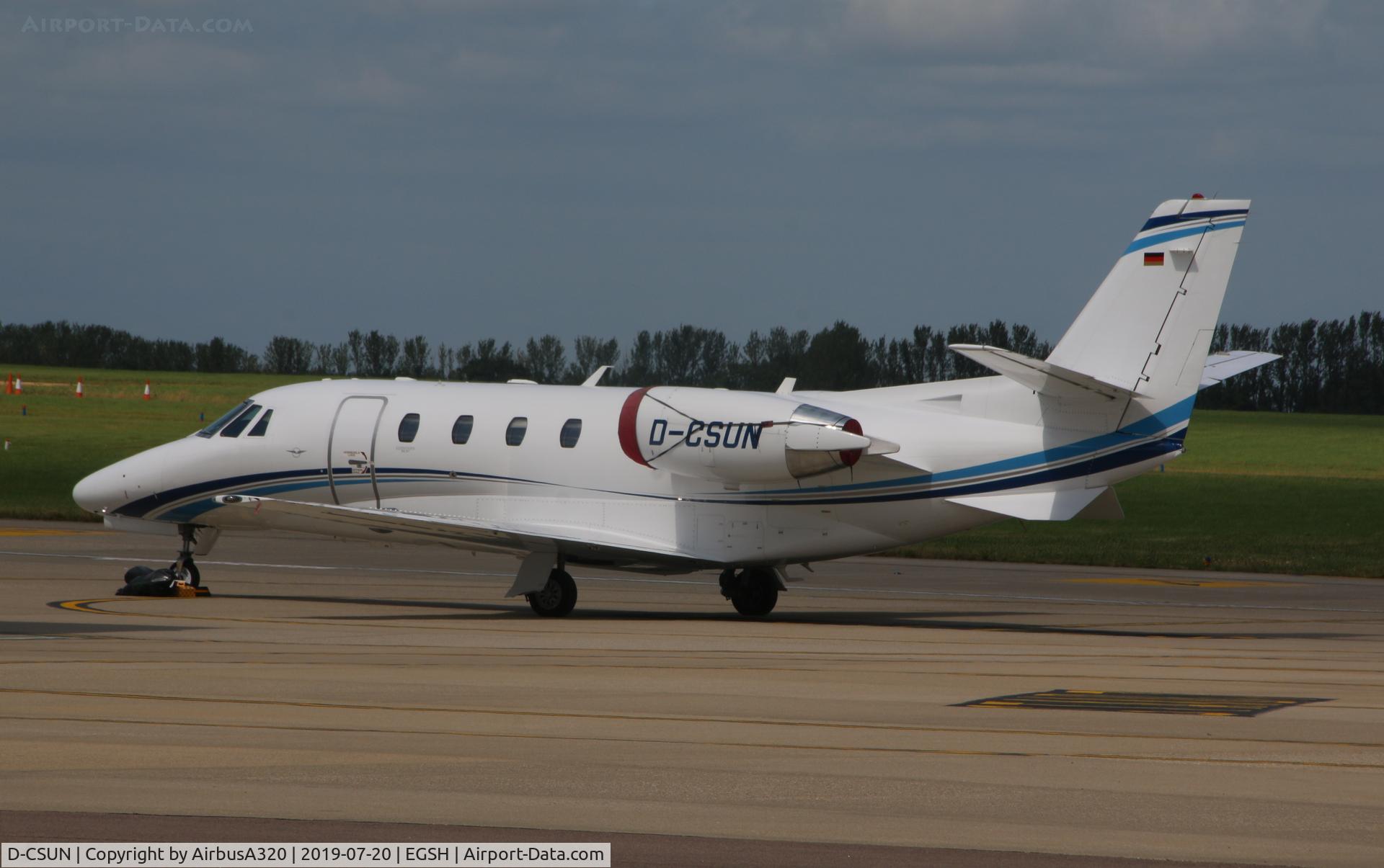 D-CSUN, 2012 Cessna 560 Citation XLS+ C/N 560-6102, Parked at Norwich