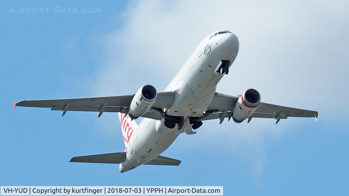 VH-YUD, 2003 Airbus A320-232 C/N 1922, Airbus A320-232. Virgin Australia VH-YUD departed runway 21 YPPH 03/07/18.