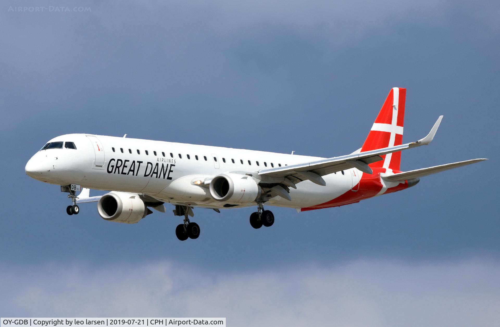OY-GDB, 2008 Embraer 195LR (ERJ-190-200LR) C/N 19000184, Copenhagen 21.7.2019 final to R-22L