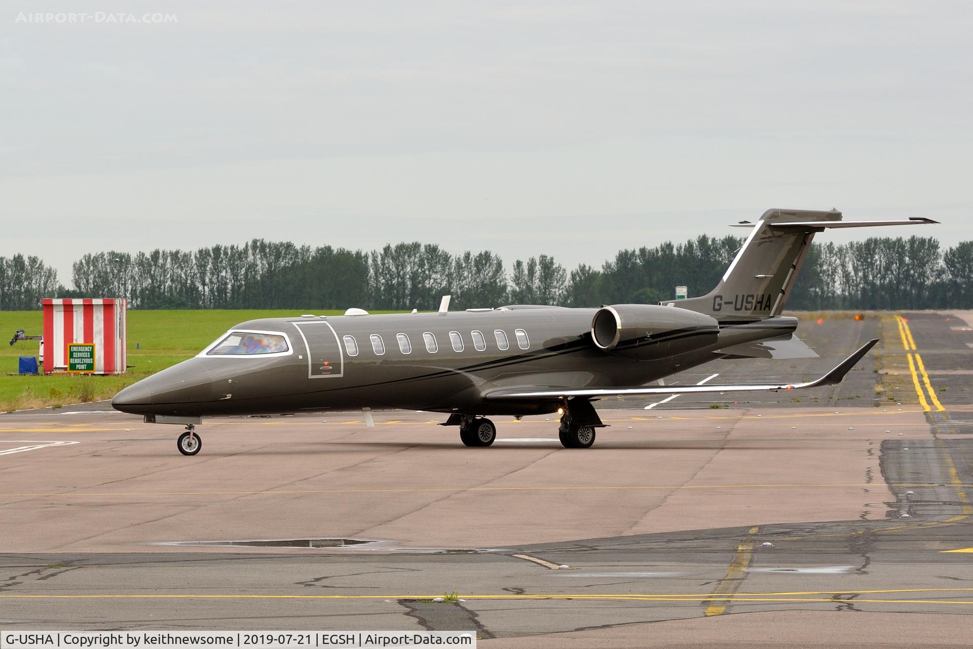 G-USHA, 2016 Learjet 75 C/N 45-535, Arriving at Norwich from Biggin Hill.