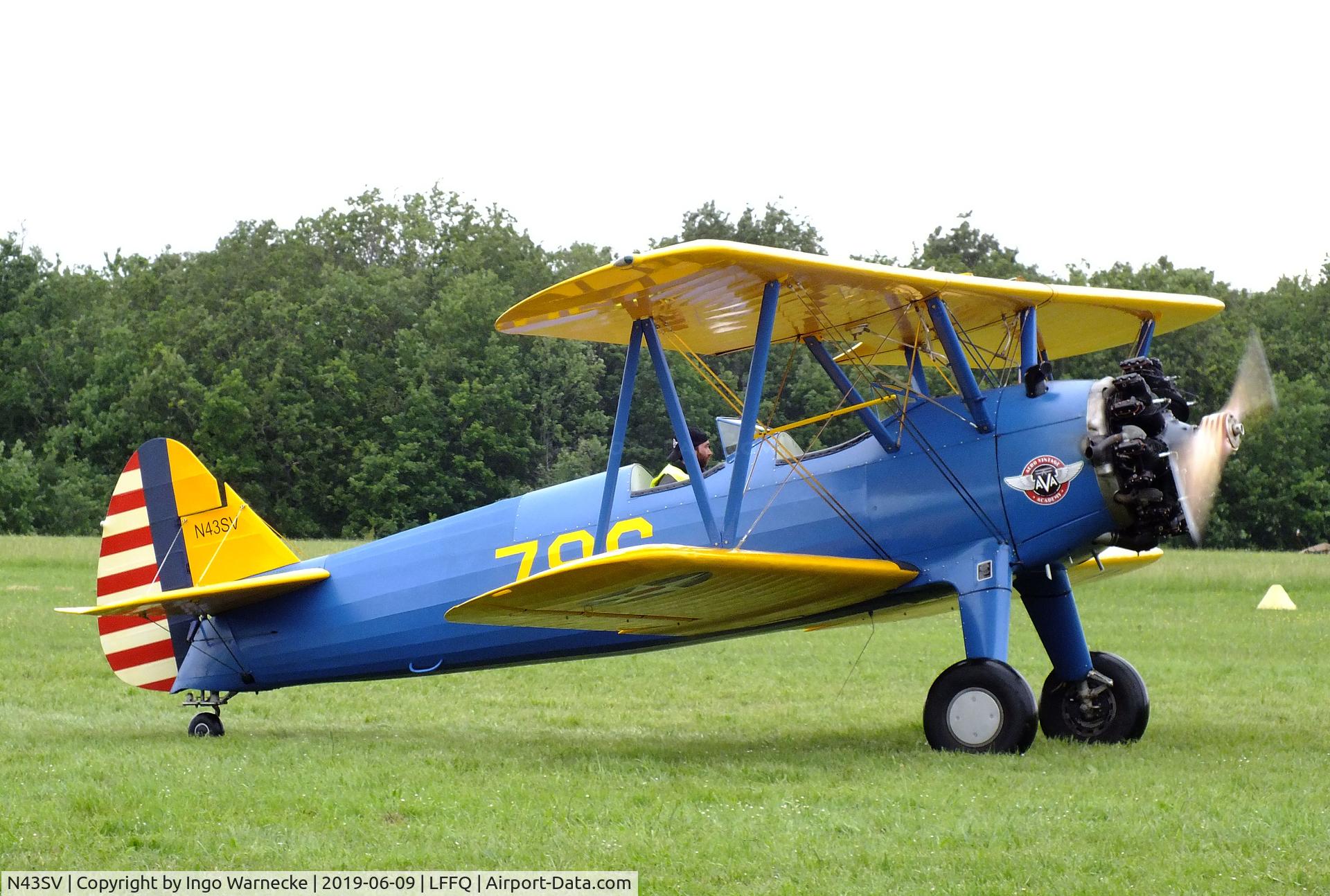 N43SV, 1945 Boeing E75 C/N 75-5541, Boeing (Stearman) E75 at the meeting aerien 2019, La-Ferte-Alais
