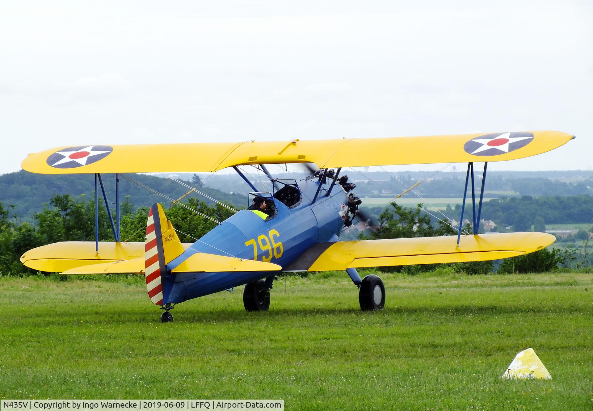 N43SV, 1945 Boeing E75 C/N 75-5541, Boeing (Stearman) E75 at the meeting aerien 2019, La-Ferte-Alais