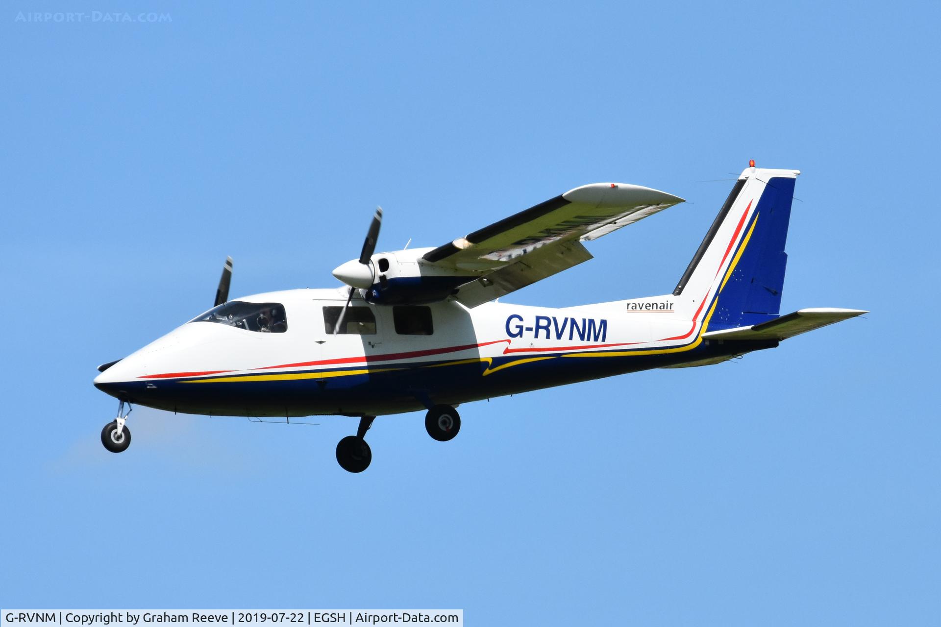 G-RVNM, 1974 Partenavia P-68B Victor C/N 24, Landing at Norwich.