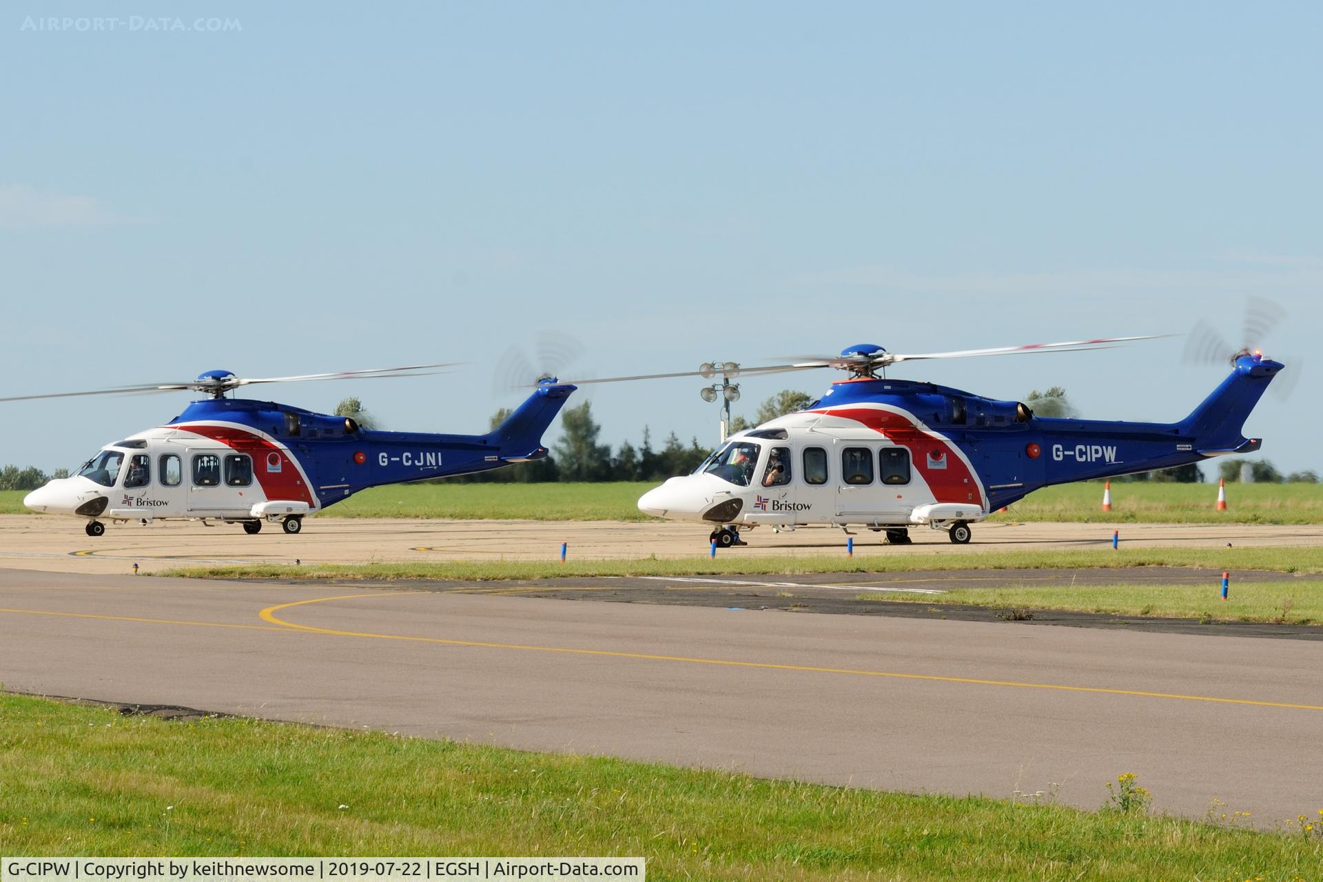 G-CIPW, 2013 AgustaWestland AW-139 C/N 41344, About to leave for offshore with G-CJNI.