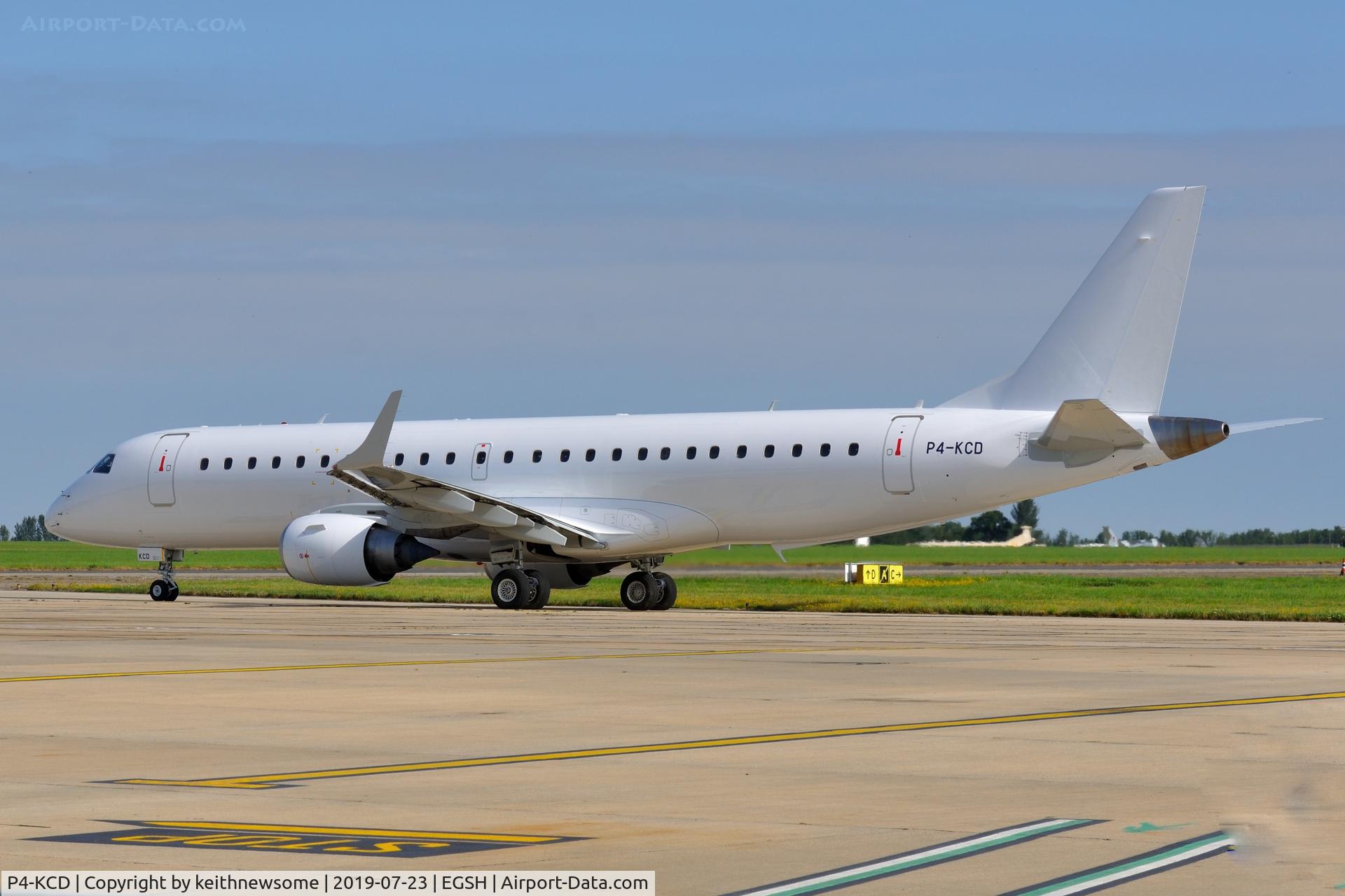 P4-KCD, 2011 Embraer 190LR (ERJ-190-100LR) C/N 19000431, Leaving Norwich following paintwork.