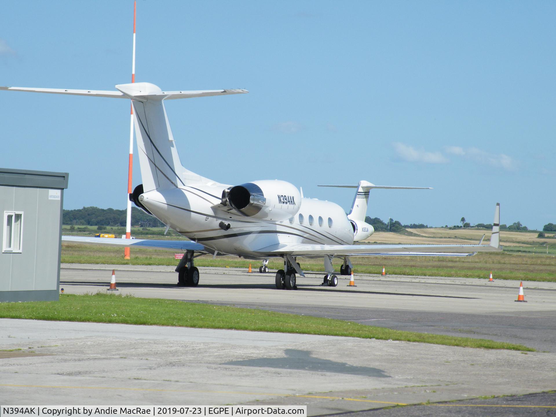 N394AK, 2001 Gulfstream Aerospace G-IV C/N 1470, Parked at Inverness Airport today