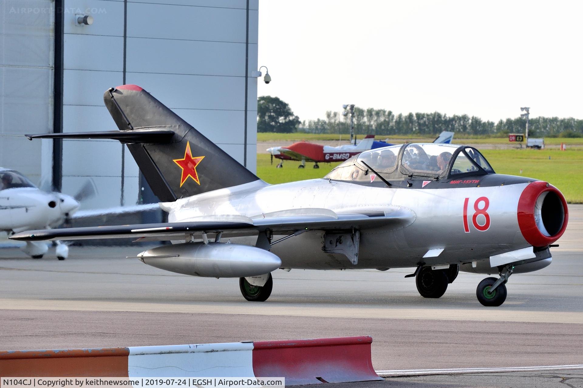 N104CJ, 1952 PZL-Mielec SBLim-2 (MiG-15UTI) C/N 1A01004, Visiting Norwich with different paint scheme.