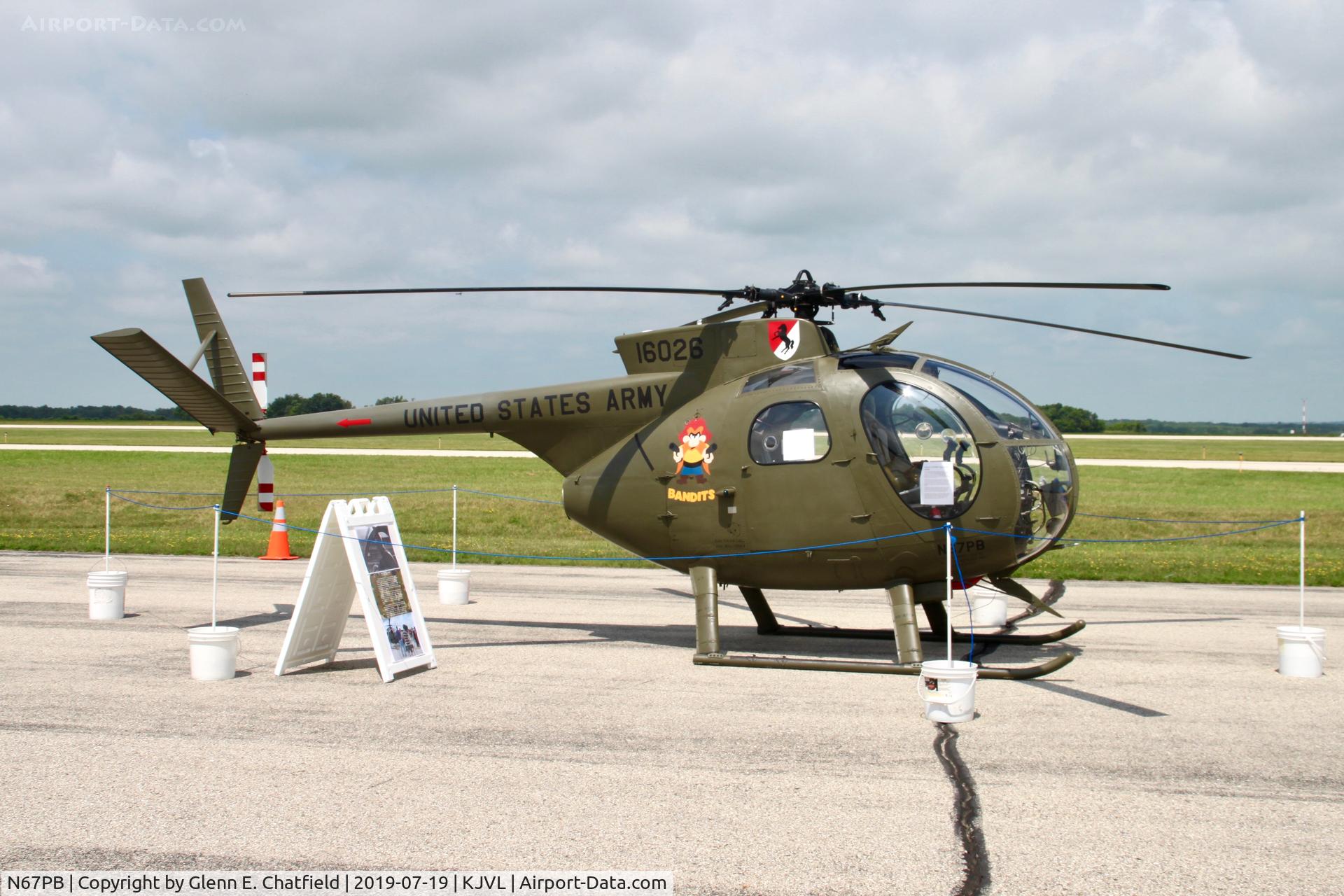 N67PB, 1968 Hughes OH-6A Cayuse C/N 480411, On display for the day.