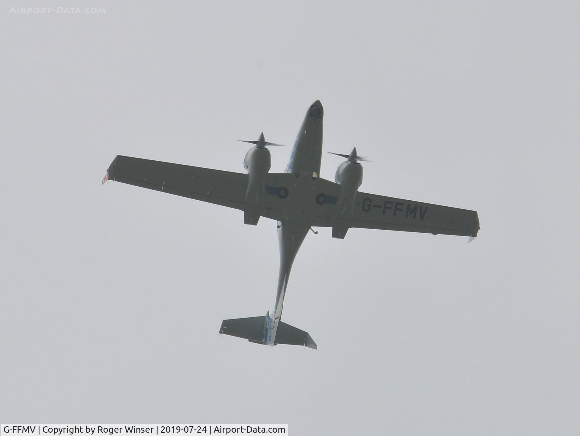 G-FFMV, 2013 Diamond DA-42NG Twin Star C/N 42.MN029, Off airport, seen over Pembrey, Carmarthenshire.