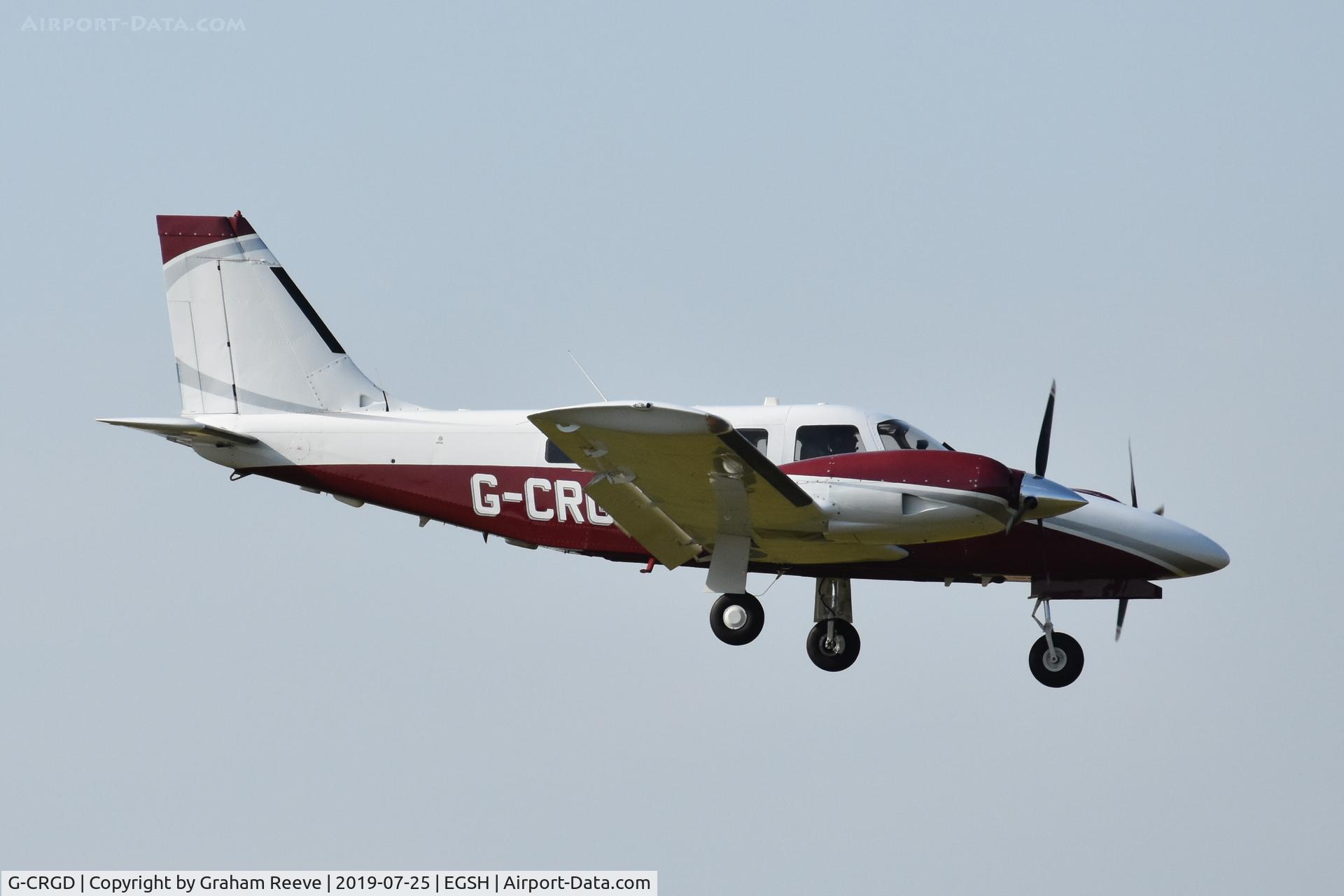 G-CRGD, 2003 Piper PA-34-220T Seneca V C/N 34-49300, Landing at Norwich.