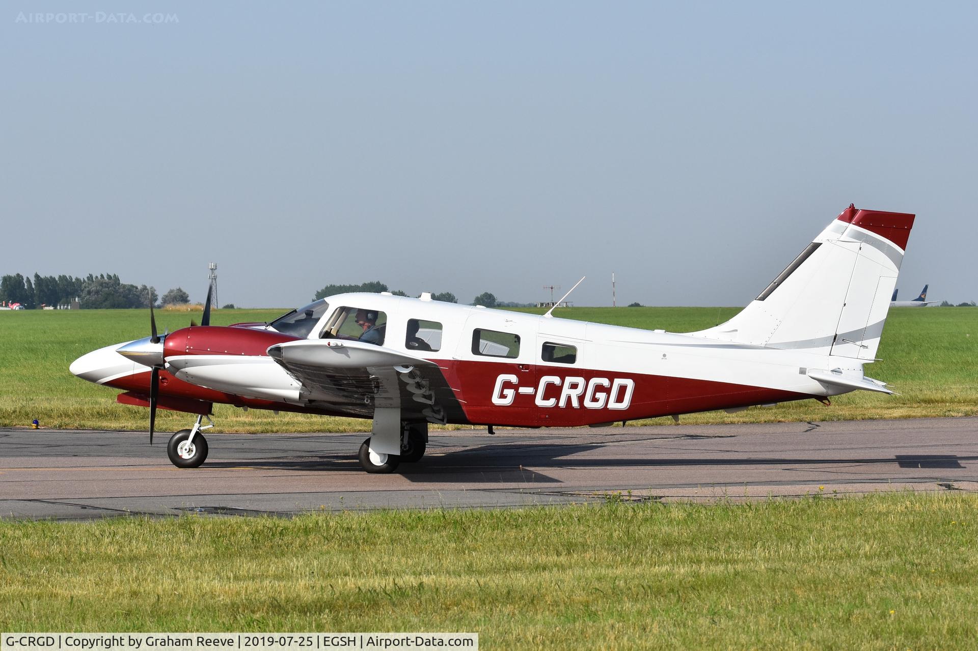 G-CRGD, 2003 Piper PA-34-220T Seneca V C/N 34-49300, Just landed at Norwich.