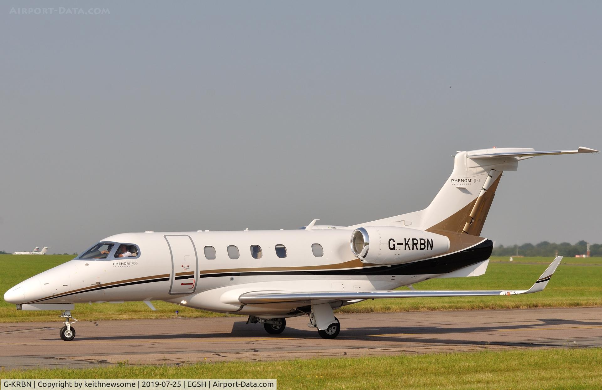 G-KRBN, 2016 Embraer EMB-505 Phenom 300 C/N 50500358, Arriving at Norwich.
