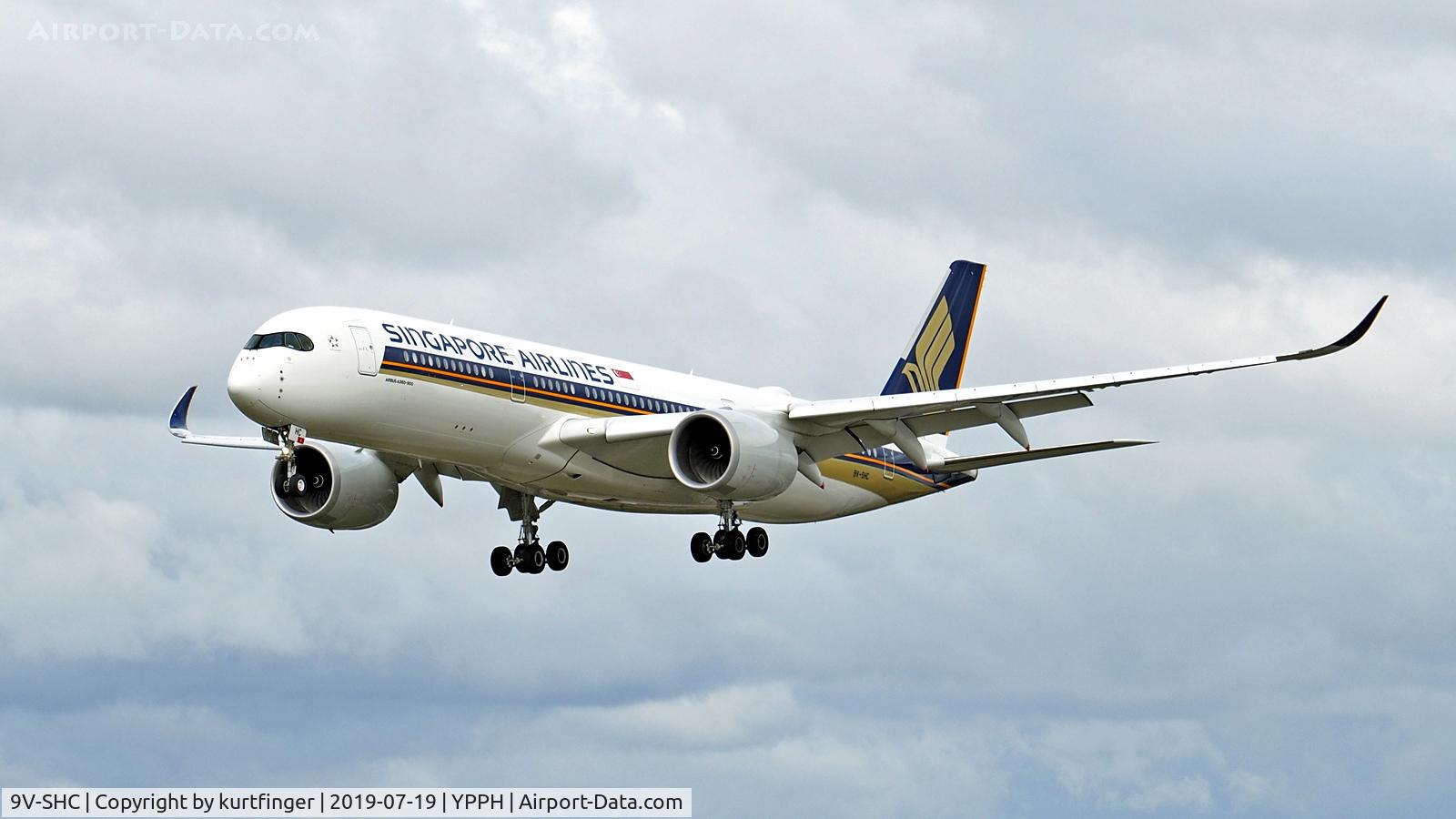 9V-SHC, 2018 Airbus A350-941 C/N 276, Airbus A350-941. SIA 9V-SHC final runway 03 YPPH 19/07/19.