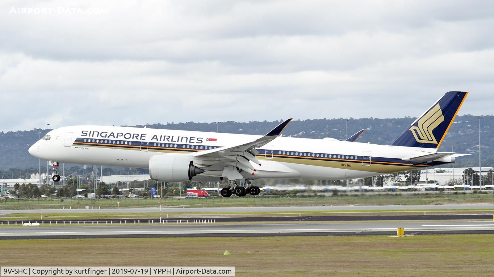 9V-SHC, 2018 Airbus A350-941 C/N 276, Airbus A350-900. SIA 9V-SHC runway 03 YPPH 19/07/19