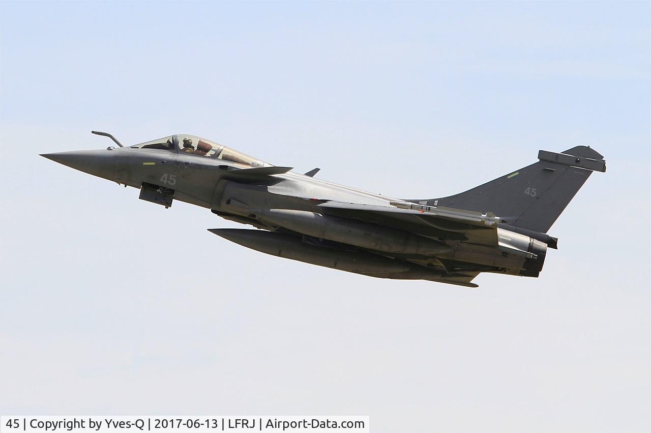 45, 2015 Dassault Rafale M C/N 45, Dassault Rafale M, Take off rwy 08, Landivisiau Naval Air Base (LFRJ) Tiger Meet 2017