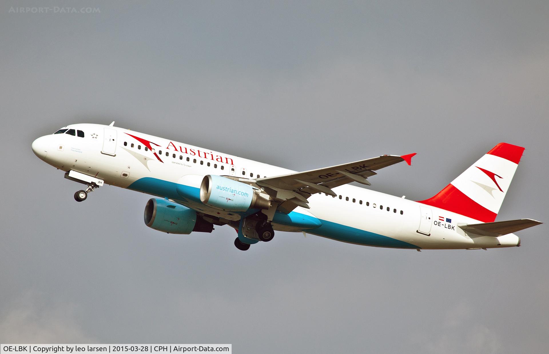 OE-LBK, 2003 Airbus A320-214 C/N 1931, Copenhagen 28.3.2015 T/O R-22R