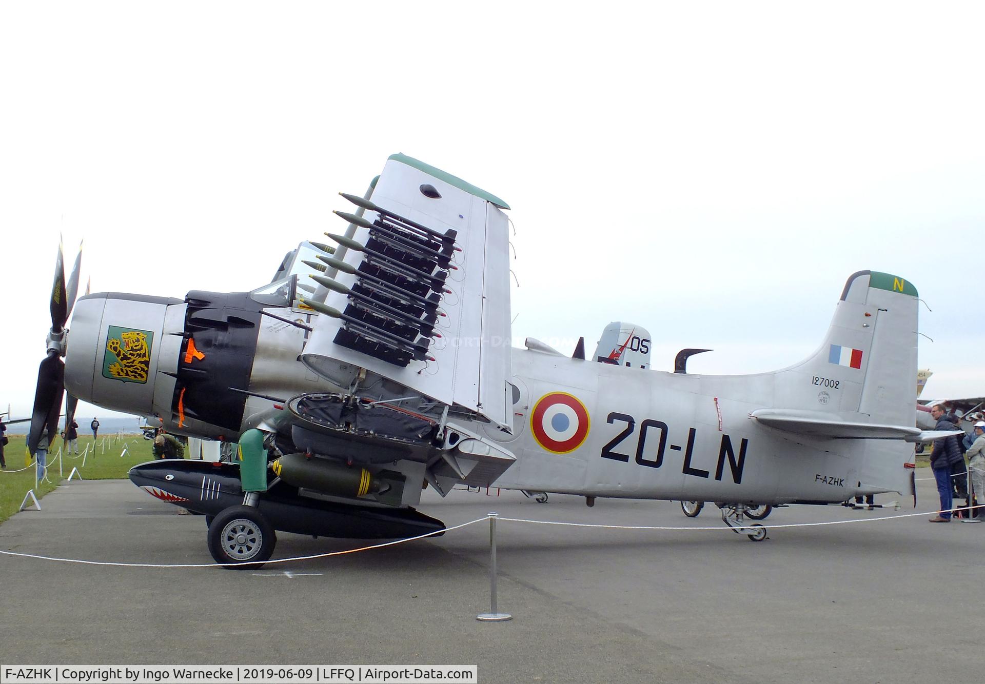 F-AZHK, Douglas AD-4N Skyraider C/N 7802, Douglas AD-4N (A-1D) Skyraider at the meeting aerien 2019, La-Ferte-Alais