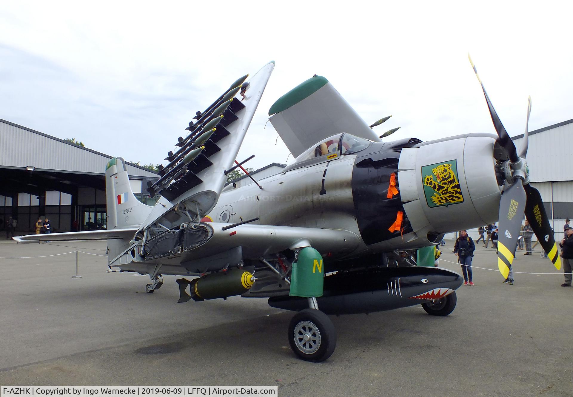 F-AZHK, Douglas AD-4N Skyraider C/N 7802, Douglas AD-4N (A-1D) Skyraider at the meeting aerien 2019, La-Ferte-Alais