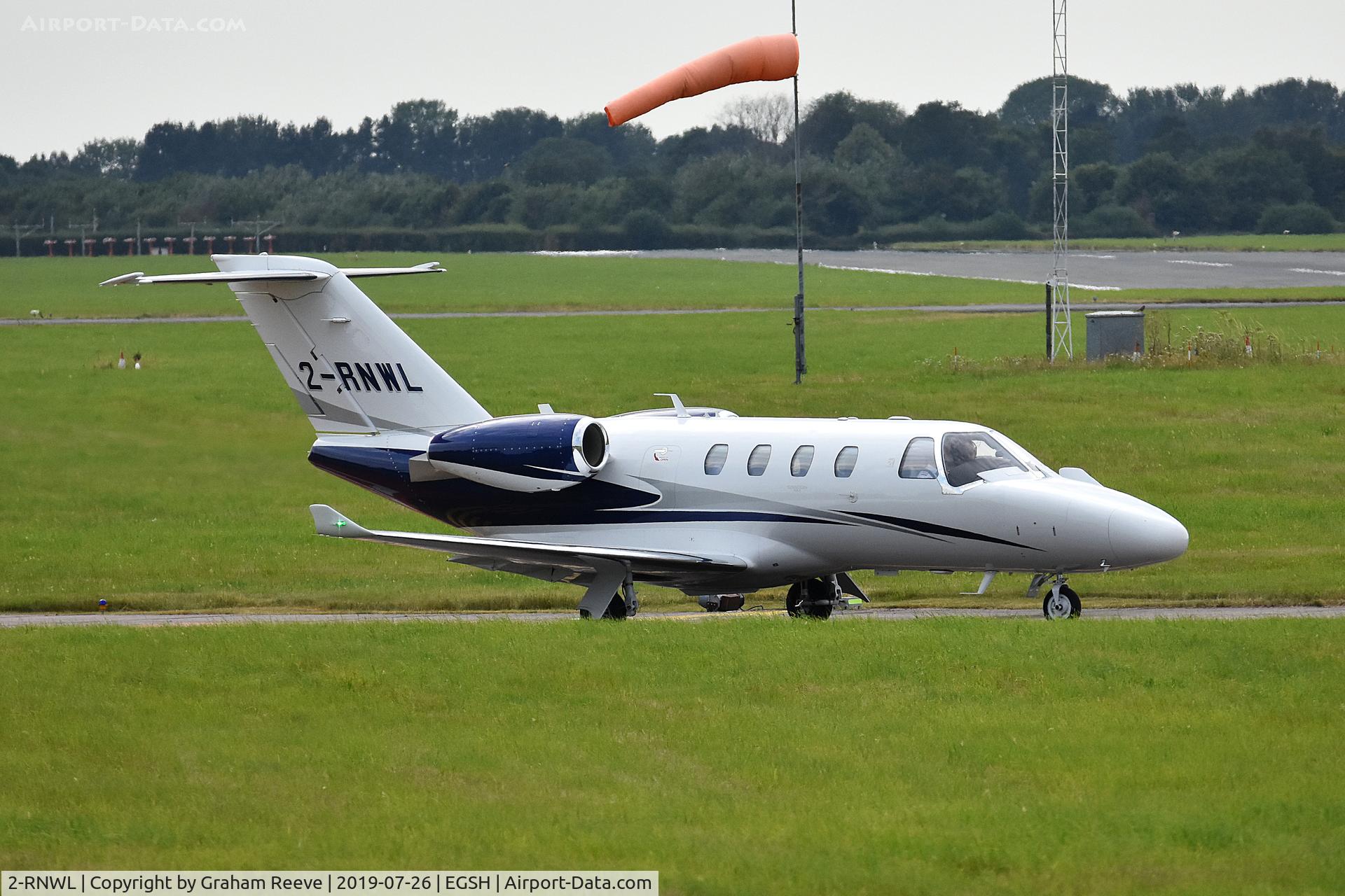 2-RNWL, 2018 Cessna 525 Citation M2 C/N 525-0980, Departing from Norwich.