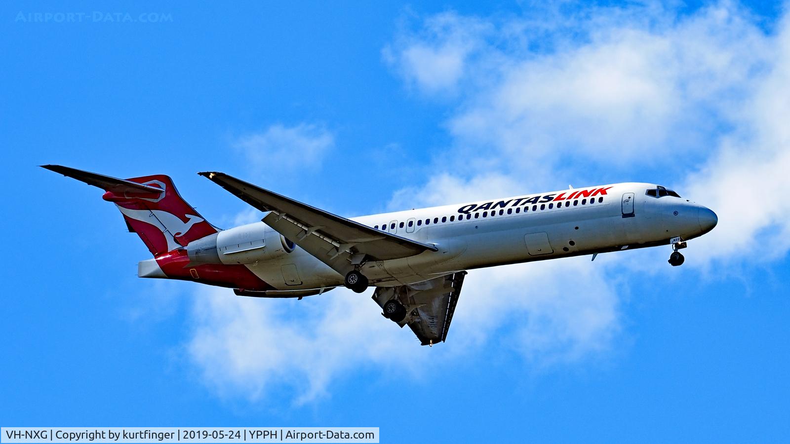 VH-NXG, 1999 Boeing 717-2K9 C/N 55057, Boeing 717-2K9. QantasLink VH-NXG, on final for runway 21, YPPH 24/05/19.