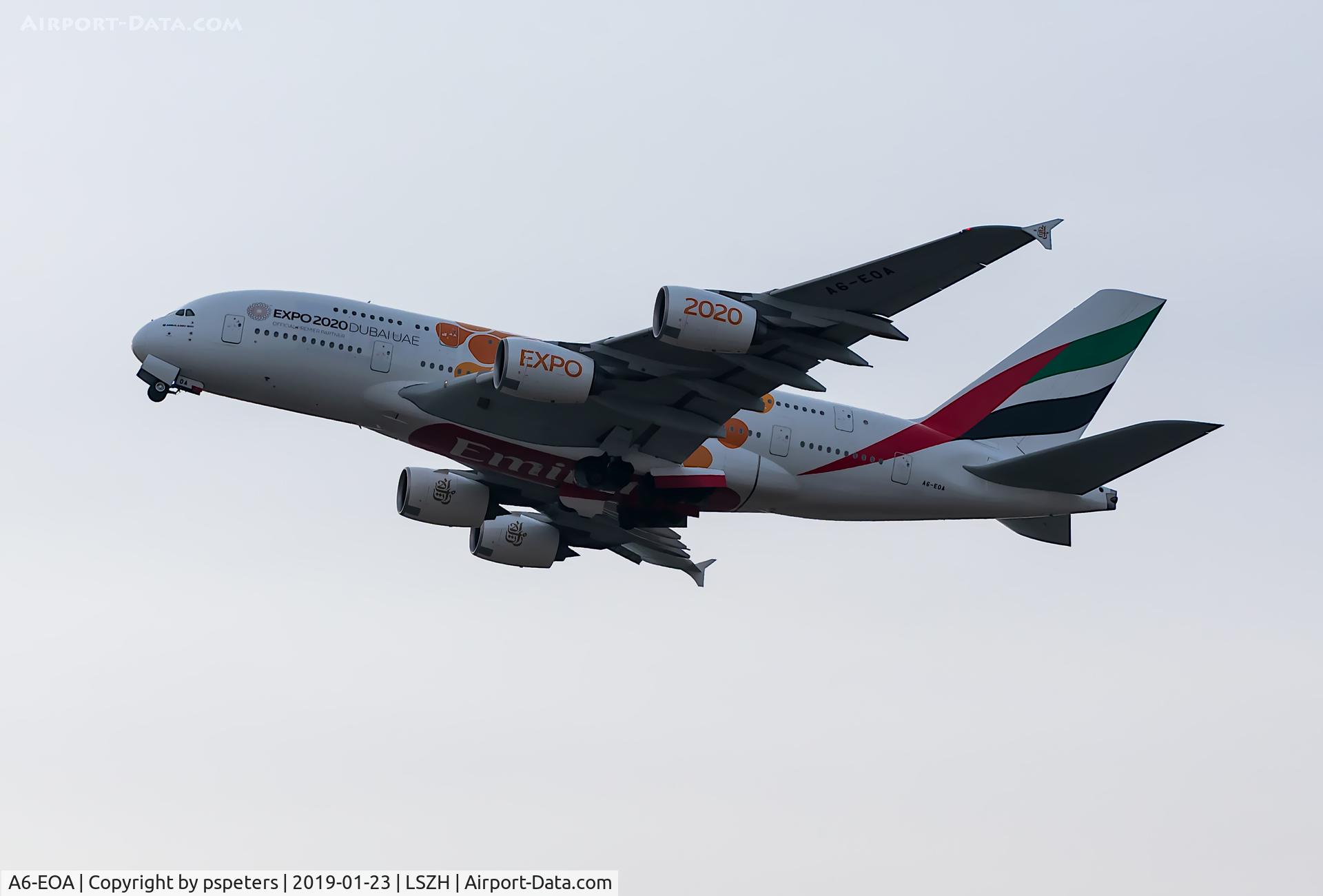 A6-EOA, 2014 Airbus A380-861 C/N 159, A6-EOA at ZRH.