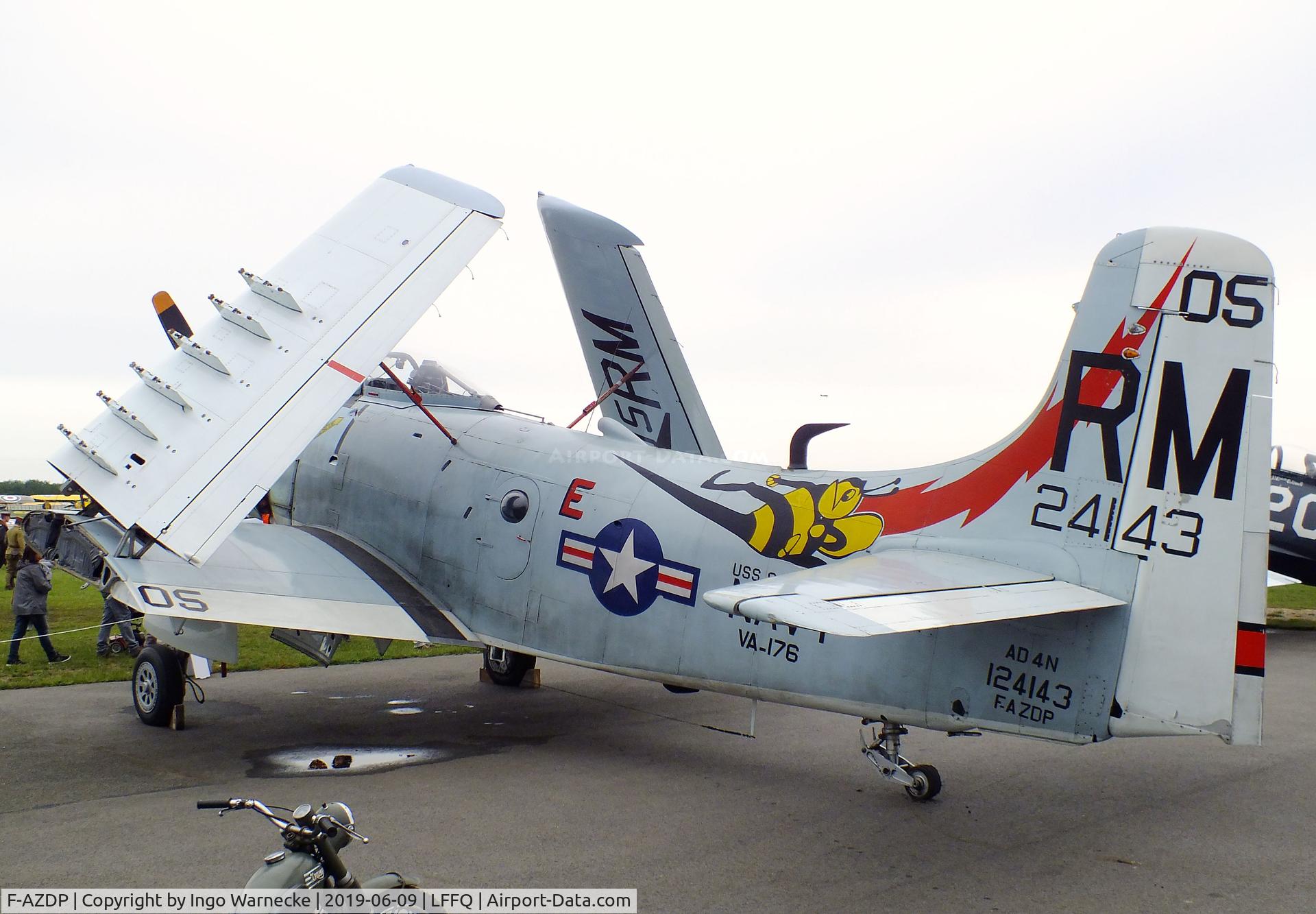 F-AZDP, Douglas AD-4N Skyraider C/N 7449, Douglas AD-4N (A-1D) Skyraider at the meeting aerien 2019, La-Ferte-Alais