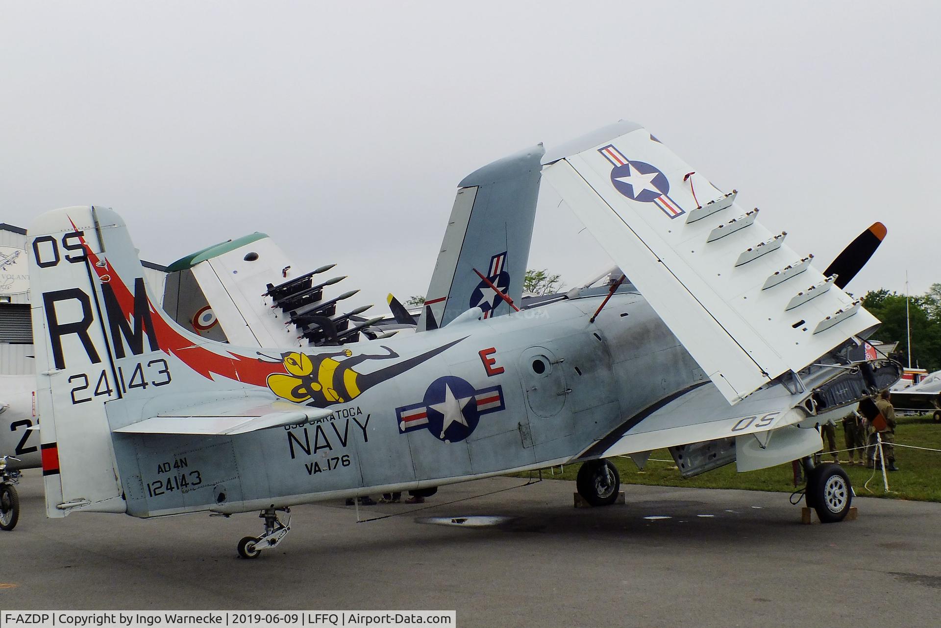 F-AZDP, Douglas AD-4N Skyraider C/N 7449, Douglas AD-4N (A-1D) Skyraider at the meeting aerien 2019, La-Ferte-Alais