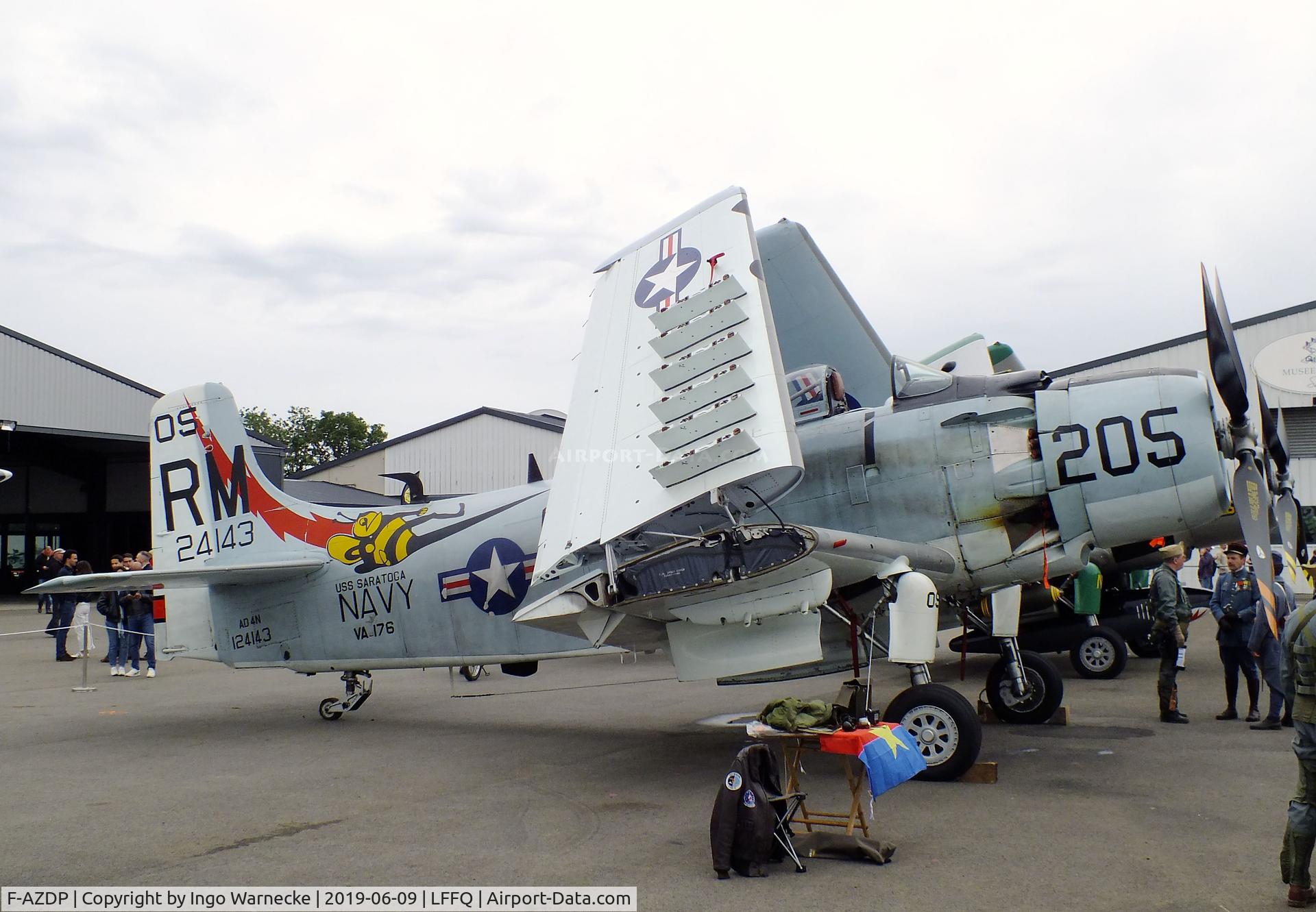 F-AZDP, Douglas AD-4N Skyraider C/N 7449, Douglas AD-4N (A-1D) Skyraider at the meeting aerien 2019, La-Ferte-Alais