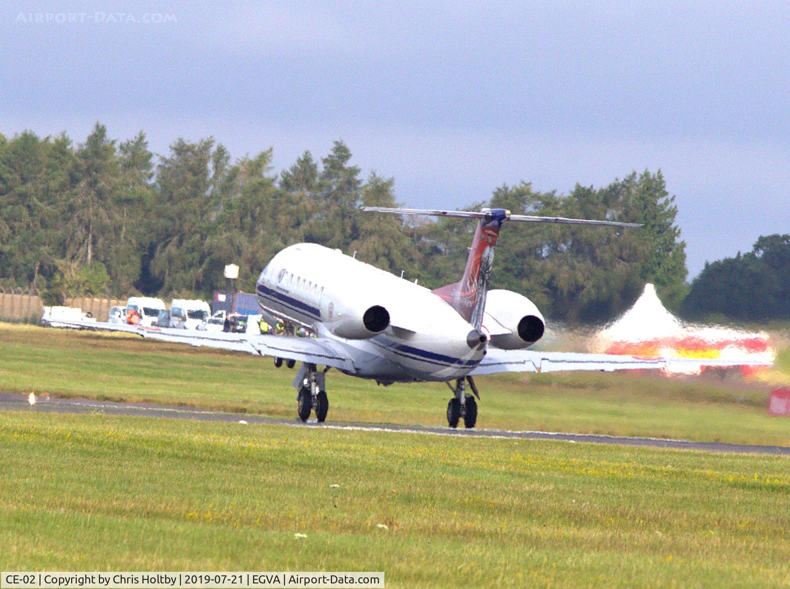 CE-02, 2001 Embraer ERJ-135LR (EMB-135LR) C/N 145480, Taking off before the flying display at RIAT 2019 RAF Fairford