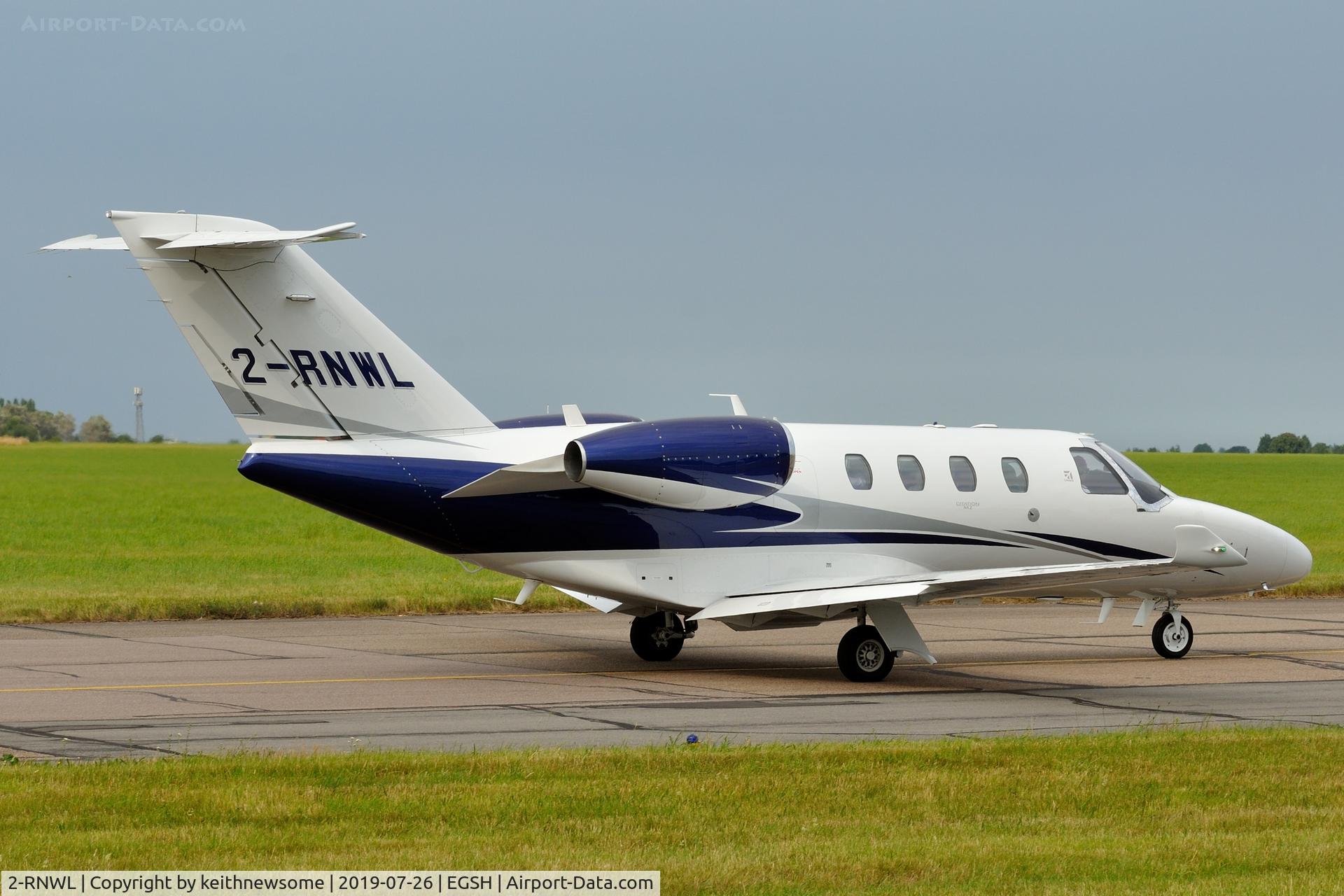 2-RNWL, 2018 Cessna 525 Citation M2 C/N 525-0980, Leaving Norwich for Jersey.