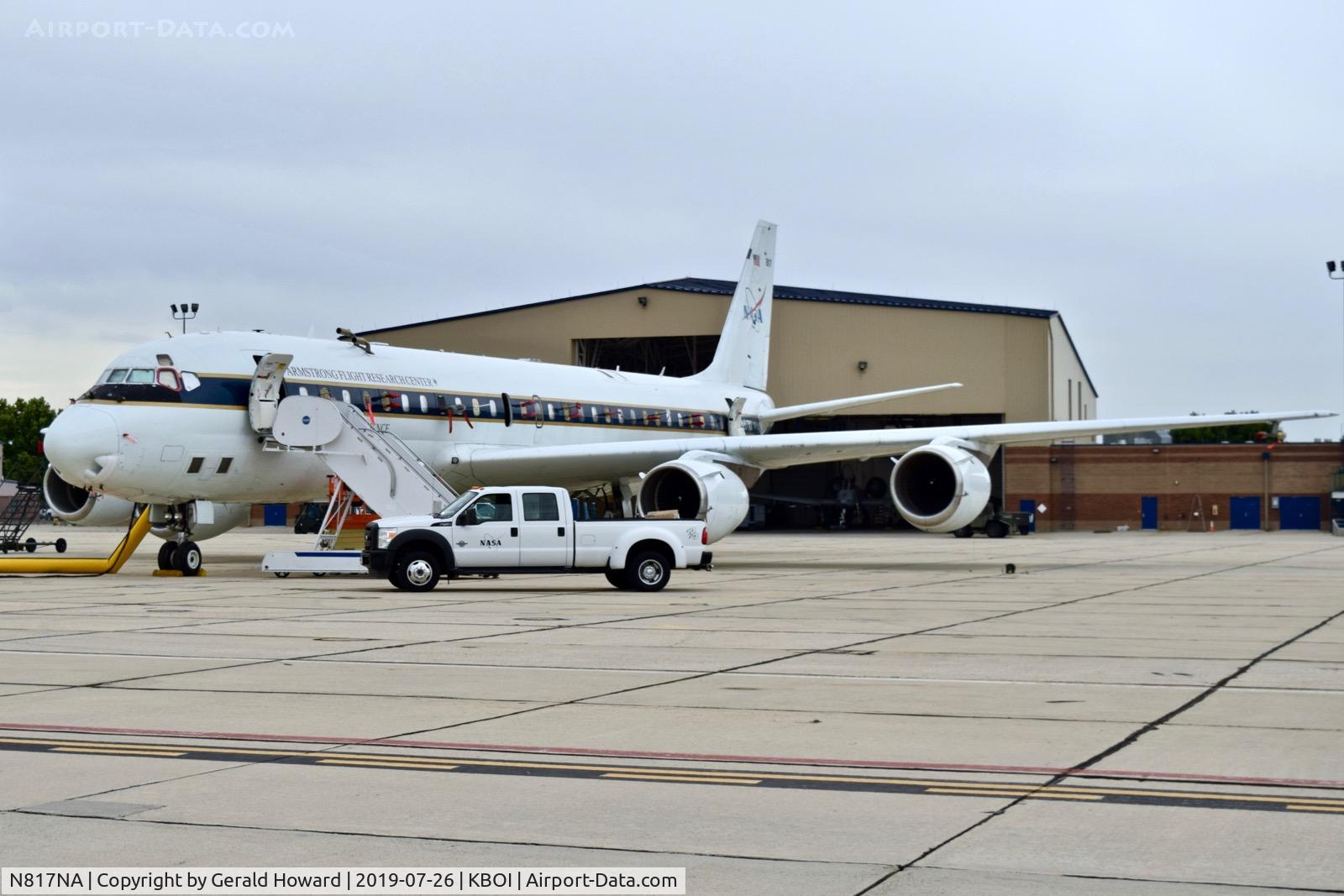 N817NA, 1969 Douglas DC-8-72 C/N 46082, At BOI for a few days to study smoke from the current fires in Idaho.