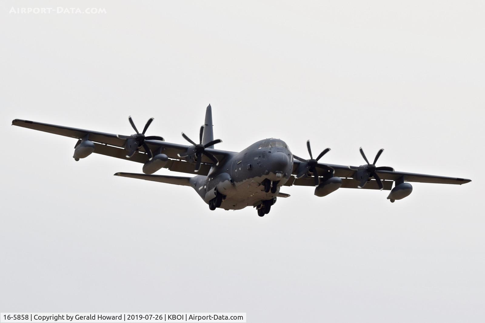 16-5858, 2016 Lockheed Martin HC-130J Hercules C/N 382-5858, Landing RWY 28L. 129th Rescue Wing, 130th Rescue Sq., California ANG, Moffett Field, CA.