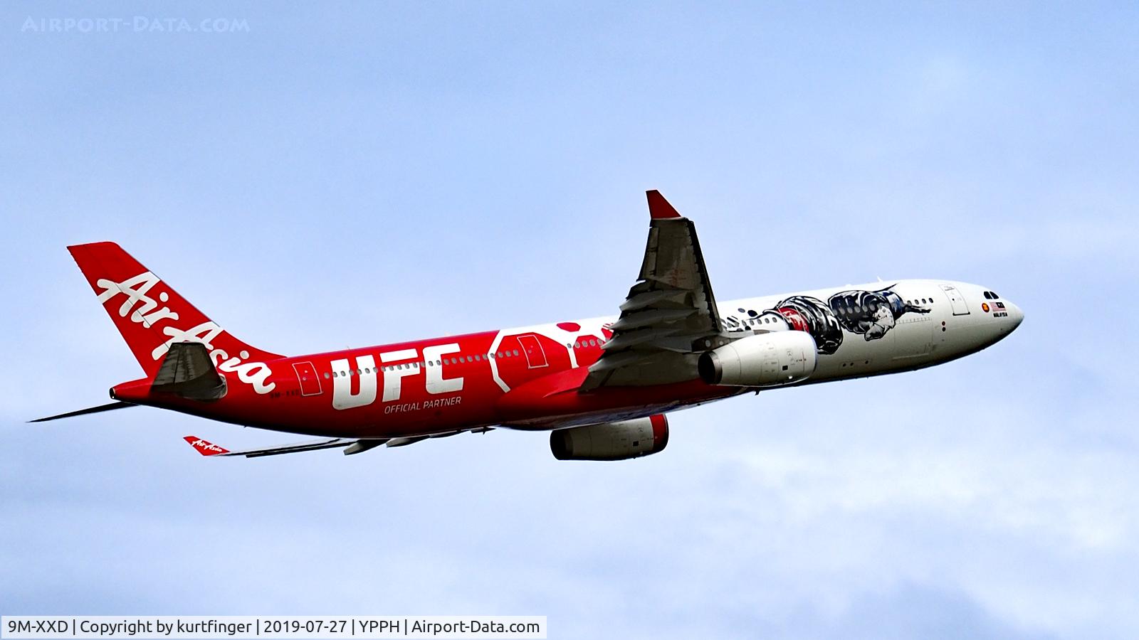 9M-XXD, 2009 Airbus A330-343X C/N 1066, Airbus A330-343. Air Asia X 9M-XXD departed runway 21 YPPH 27/07/19.