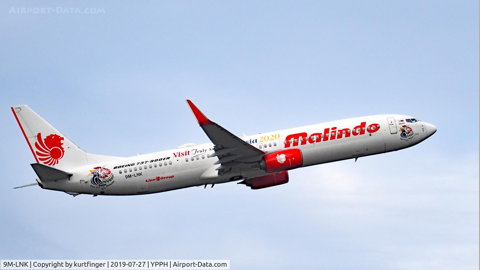 9M-LNK, 2013 Boeing 737-900/ER C/N 38737, Boeing 737-900ER. Malindo 9M-LNK departed runway 21 YPPH.27/07/19.