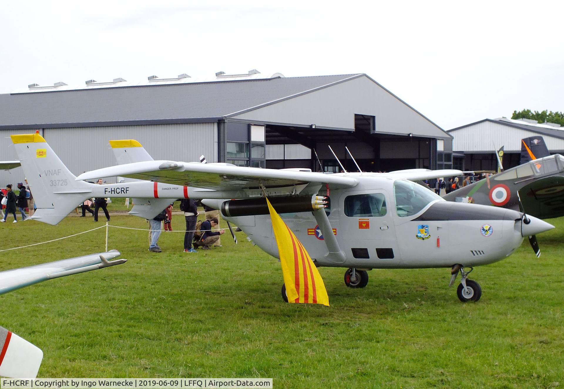 F-HCRF, Reims Cessna F337G Super Skymaster C/N 0025, Cessna (Reims) F337G Super Skymaster, displayed as O-2 of the SVAF, at the meeting aerien 2019, La-Ferte-Alais