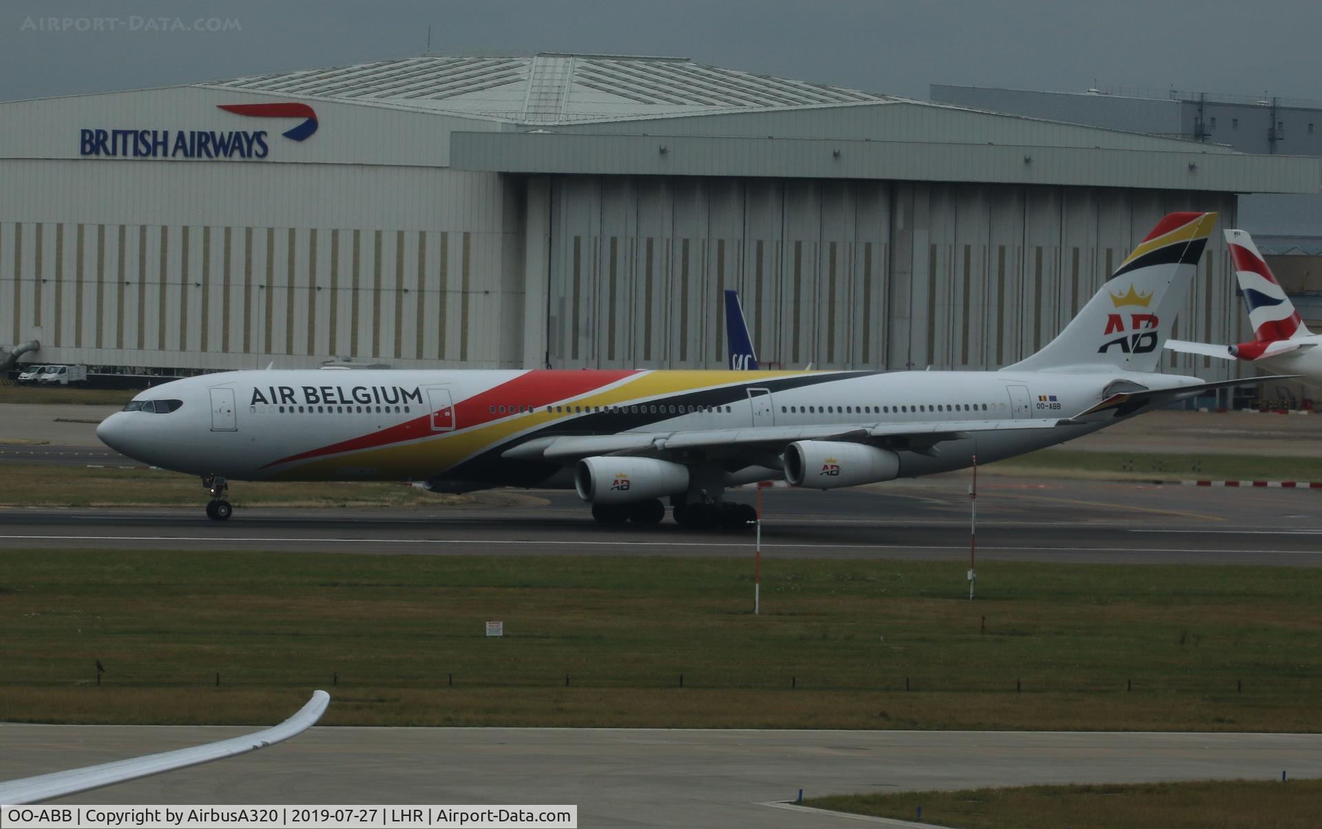 OO-ABB, 2007 Airbus A340-313 C/N 844, Departing Rwy 27L LHR