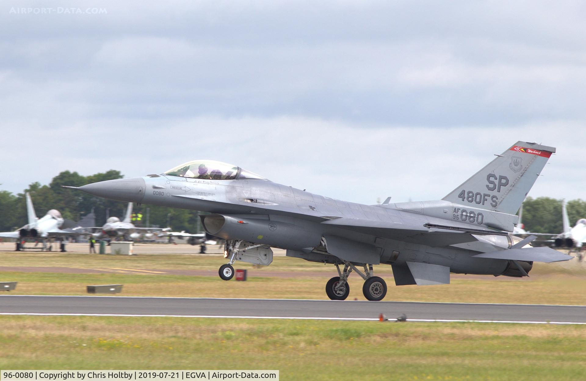 96-0080, 1996 Lockheed Martin F-16C Fighting Falcon C/N CC-202, Landing after a sparkling show RIAT 2019 RAF Fairford