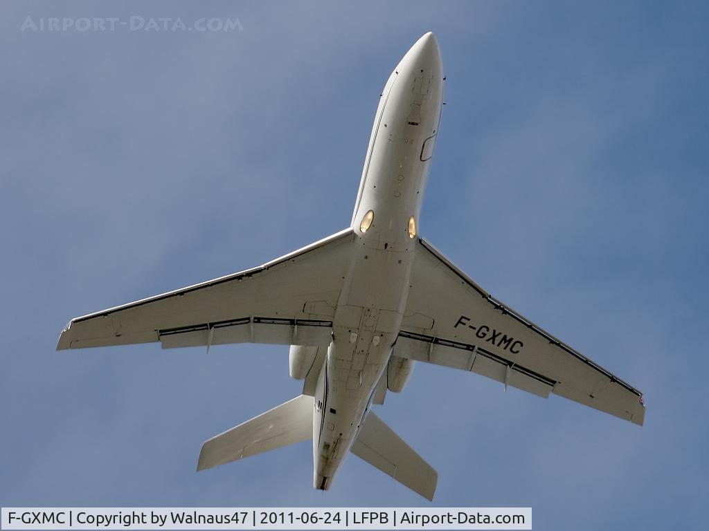 F-GXMC, 1988 Dassault Falcon 50 C/N 190, Front underside view of Dassault F-50 F-GXMC departing Le Bourget LBG / LFPB Paris on 24Jun2011.