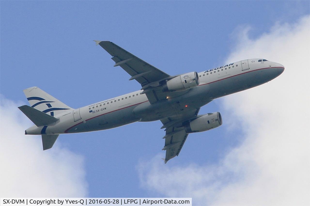 SX-DVM, 2008 Airbus A320-232 C/N 3439, Airbus A320-232, Take off rwy 06R, Roissy Charles De Gaulle airport (LFPG-CDG)