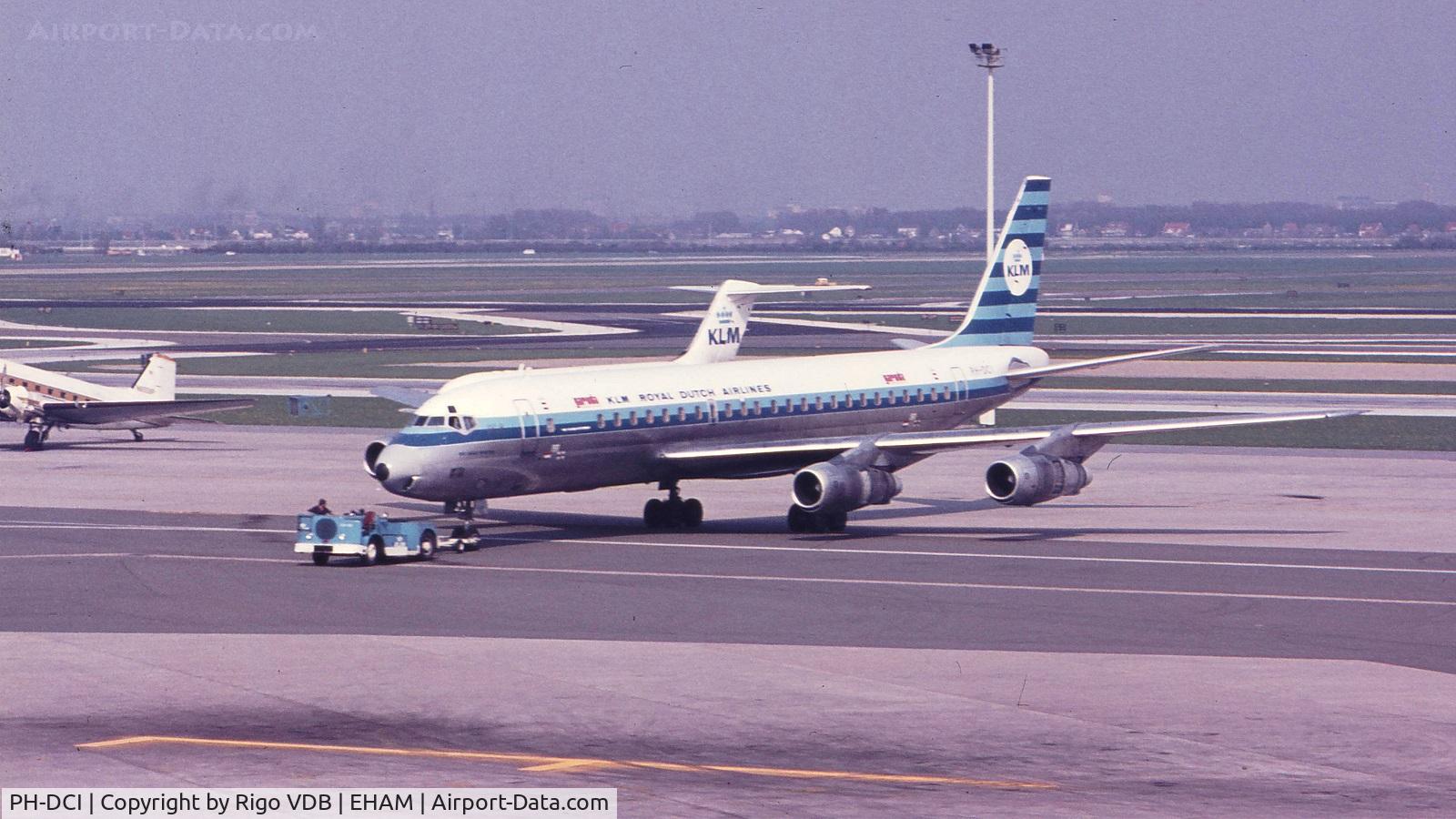 PH-DCI, 1961 Douglas DC-8-53 C/N 45613, At Schiphol in early 1970's.