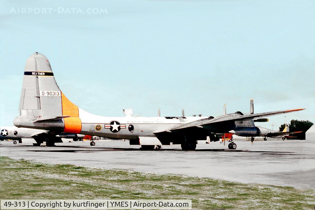 49-313, 1949 Boeing WB-50D-115-BO Superfortress C/N 16089, Boeing WB-50D. USAF 49-0313 56thWS, RAAF Base East Sale the early 1960s.
