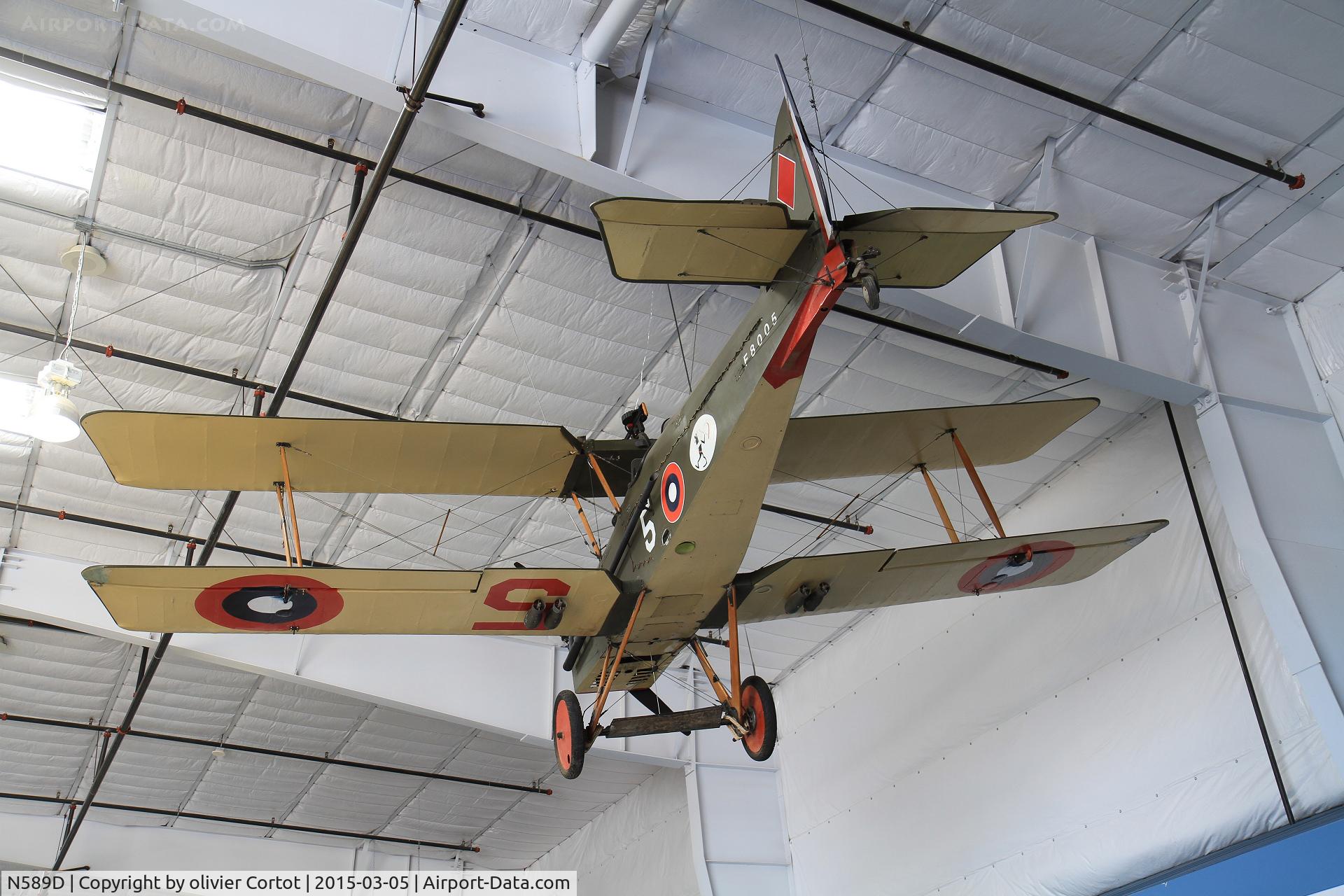 N589D, 1990 Royal Aircraft Factory SE-5A Replica C/N F8005, in the CAF hangar