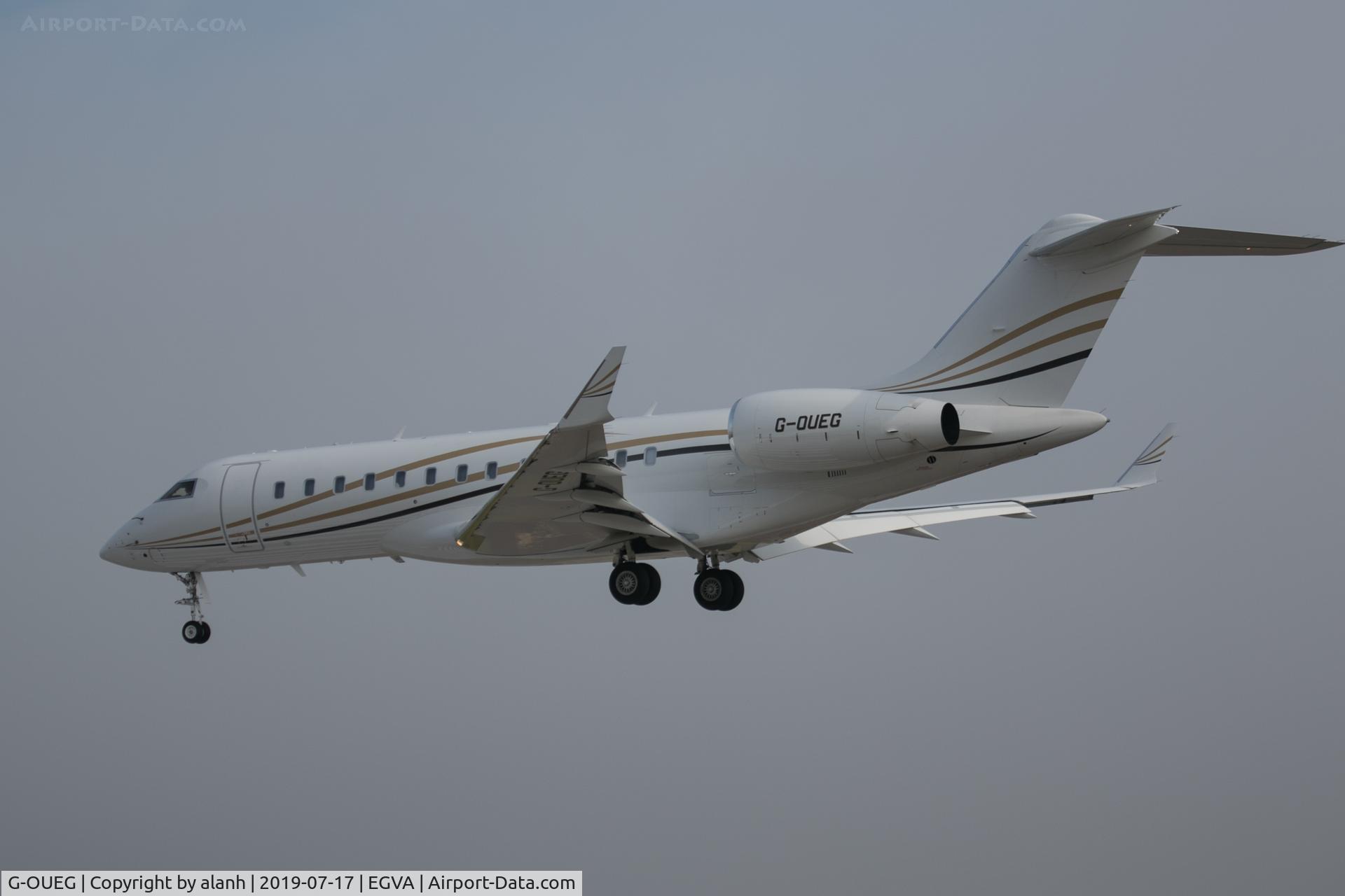 G-OUEG, 2018 Bombardier BD-700-1A10 Global 6000 C/N 9828, Arriving at RIAT 2019