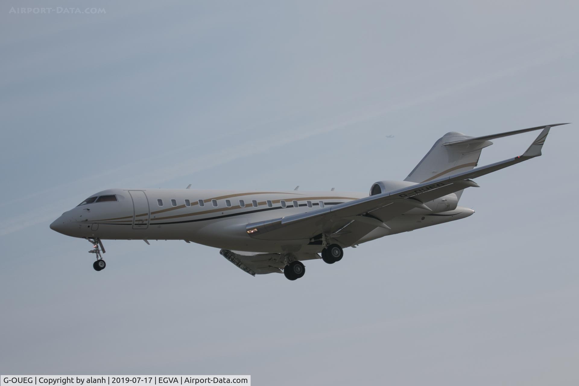 G-OUEG, 2018 Bombardier BD-700-1A10 Global 6000 C/N 9828, Arriving at RIAT 2019