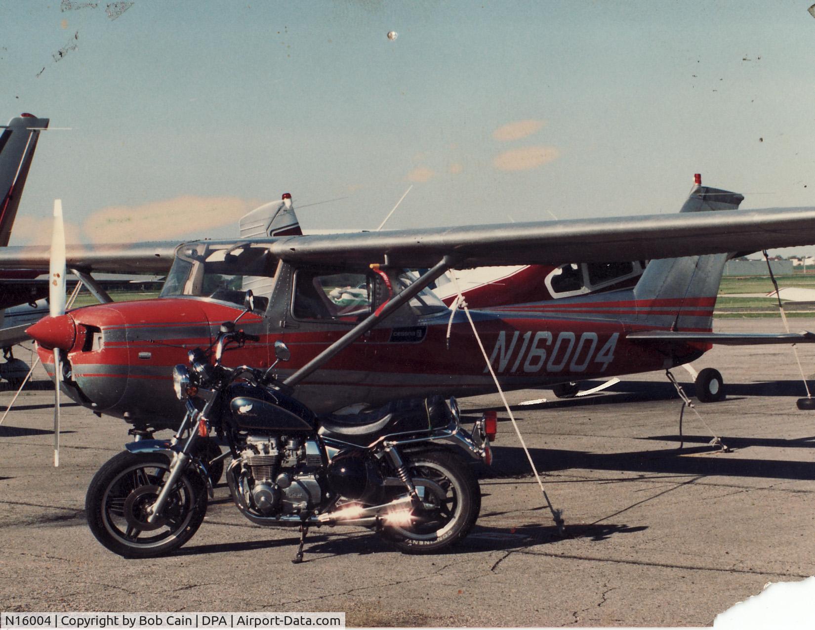 N16004, Cessna 150L C/N 15073403, My motorcycle with N16004 before a flight.