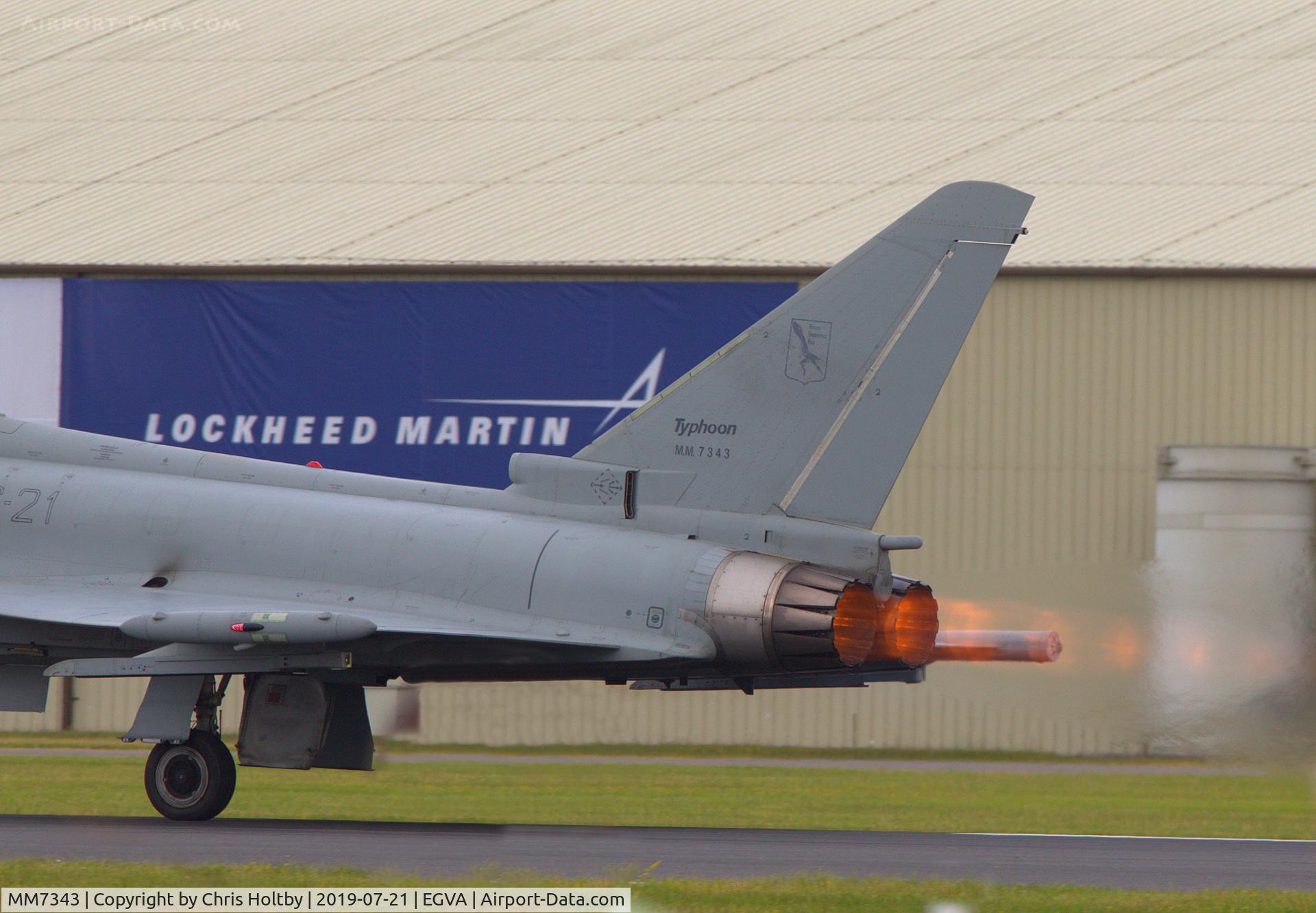 MM7343, Eurofighter F-2000A Typhoon C/N IS069, Typhoon afterburner on full throttle for take-off at RIAT 2019 Fairford