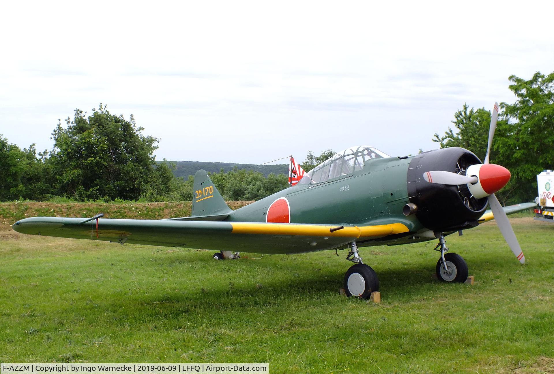 F-AZZM, 2000 North American AT-6B Texan C/N SA-32, North American AT-6B Texan (converted to A6M Zero-look-alike) at the Meeting Aerien 2019, La-Ferte-Alais