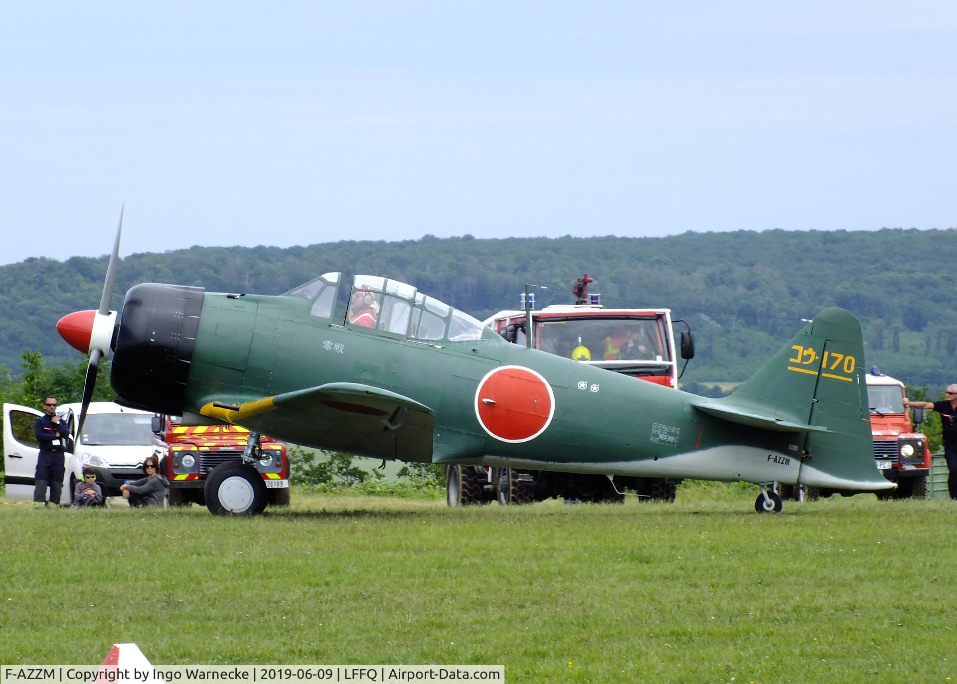 F-AZZM, 2000 North American AT-6B Texan C/N SA-32, North American AT-6B Texan (converted to A6M Zero-look-alike) at the Meeting Aerien 2019, La-Ferte-Alais