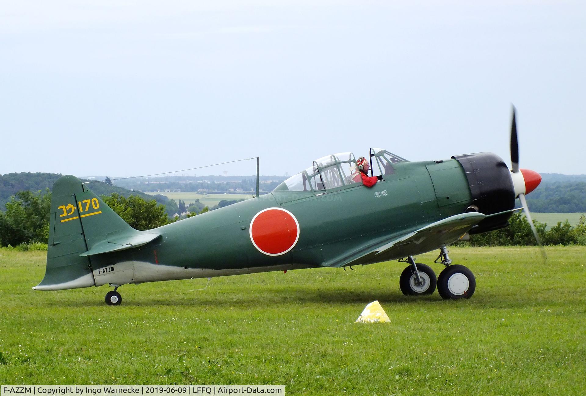 F-AZZM, 2000 North American AT-6B Texan C/N SA-32, North American AT-6B Texan (converted to A6M Zero-look-alike) at the Meeting Aerien 2019, La-Ferte-Alais