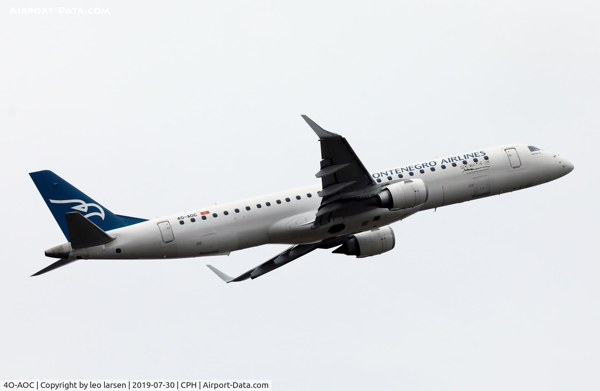4O-AOC, 2010 Embraer 195LR (ERJ-190-200LR) C/N 19000358, Copenhagen 30.7.2019 T/O R-22R